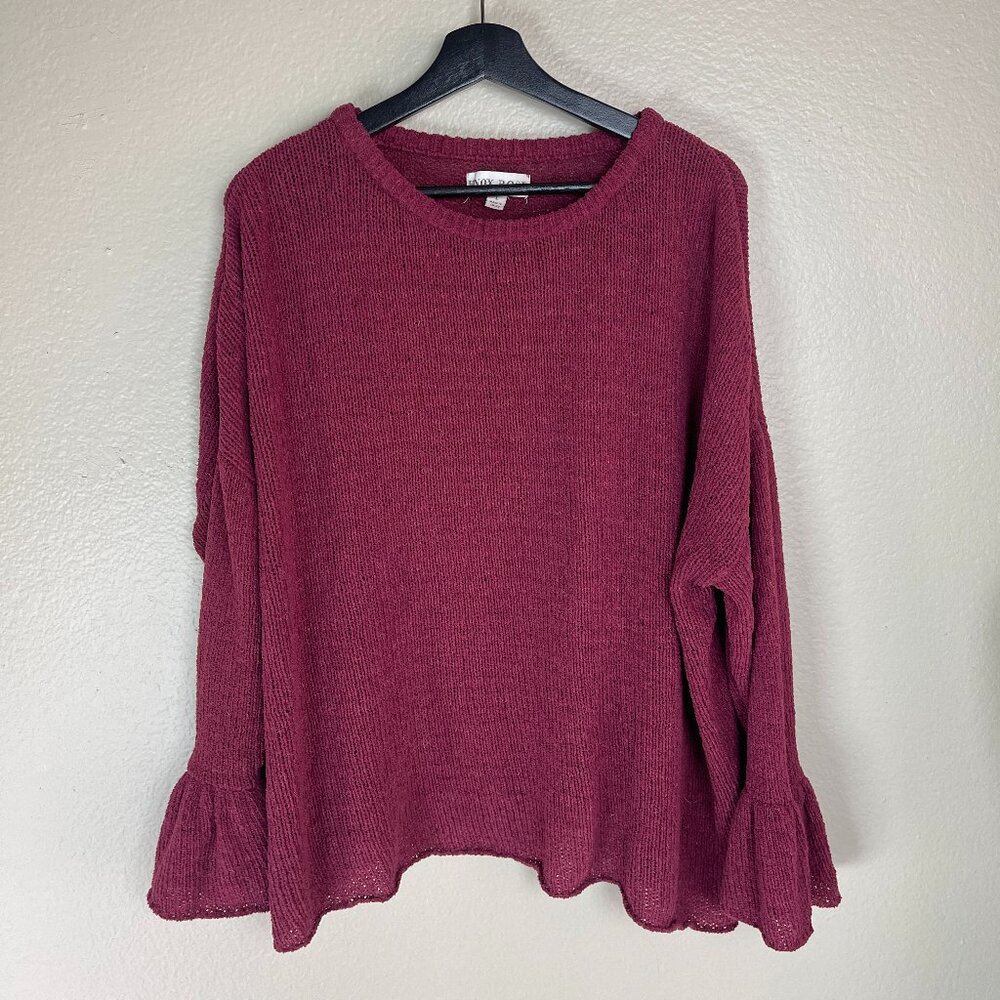 Knox Rose Burgandy Ruffled Sweater